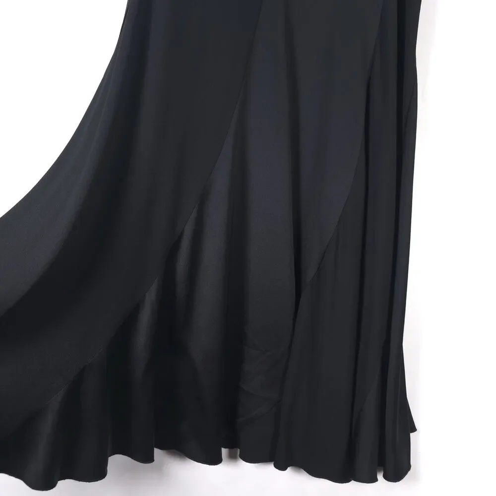 TORY BURCH Hailee Bias-Cut Midi Dress Size 6 Flowy A-Line Fit‎ Flare Black 41110